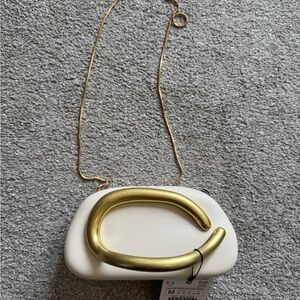 Zara Gold Accent White Clutch
